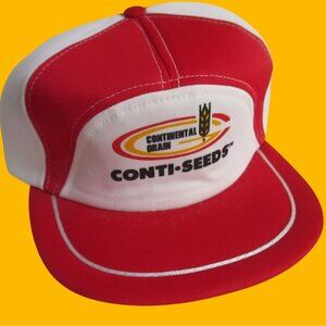 Vintage Mens Trucker Farm Cap Continental Seeds Conti-Seeds Full Pad NOS 7 7 /18